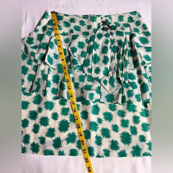 EDME & ESYLLTE for ANTHROPOLOGIE Green abstract print layered mini skirt size 6 - Picture 15 of 15